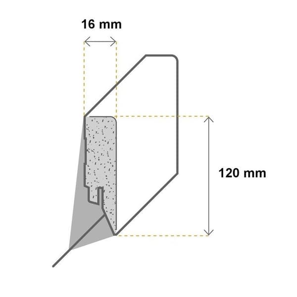 Kosche Plinthe Cremona-5 72039 16 x 120 x 2500 mm Plinthe Plinthe de golv Vit