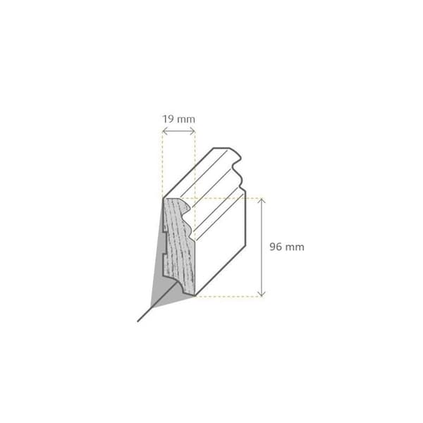 Kosche Sockelbräda Massivträ 19 x 96 x 2400 mm Vit Sockel Profil Berlin Hög kvalitet Robust