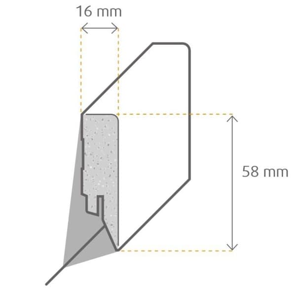 Kosche Sockelprofil Översta linjen MDF 76849 16x58x2500mm Silver Sockel
