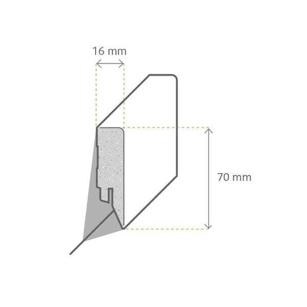 PROVISTON Plastlisten Plast 16 x 70 x 2400 mm Vit Folierad Rundad