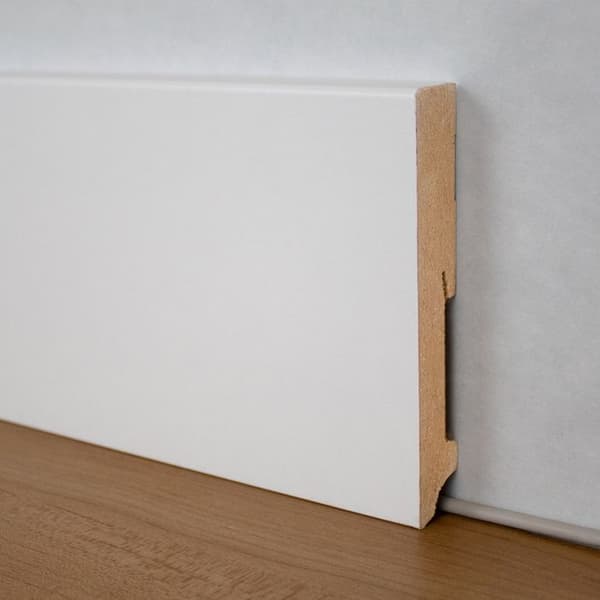 PROVISTON 19 x 120mm kvadratisk sockel elegant design melamin vit MDF-sockel