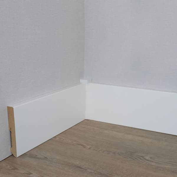 PROVISTON 19 x 120mm kvadratisk sockel elegant design melamin vit MDF-sockel