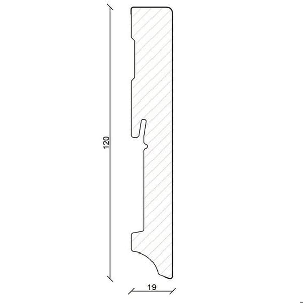 PROVISTON 19 x 120mm kvadratisk sockel elegant design melamin vit MDF-sockel