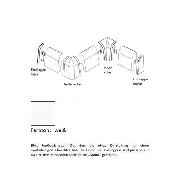 Ytterkanter för MDF-list 740.31-D PVC 40 x 20 mm vit PROVISTON