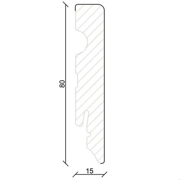 PROVISTON kvadratisk sockel slät sockel 15 x 80mm MDF vit melaminbelagd sockel