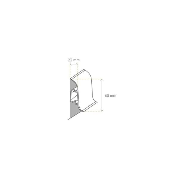 PROVISTON Plastplint 22 x 60 x 2500 mm Vit plint för kabelkanal