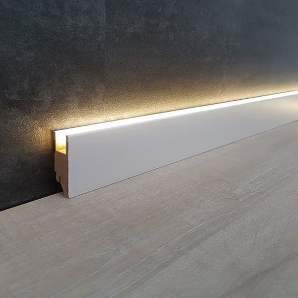 PROVISTON plint ljus fyrkantig 19 x 70mm melamin vit plint MDF clips