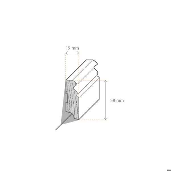 Kosche Sockelbräda Massivt trä 19 x 58 x 2400 mm Vit Sockelprofil Berlin Hög kvalitet Robust