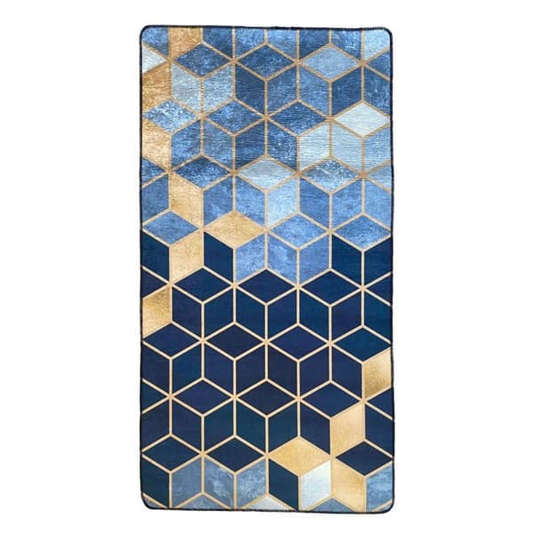 Matta - MANI TEXTILE - LUXE - Guld, Blå - 50x80 - Modern - Antisklid.