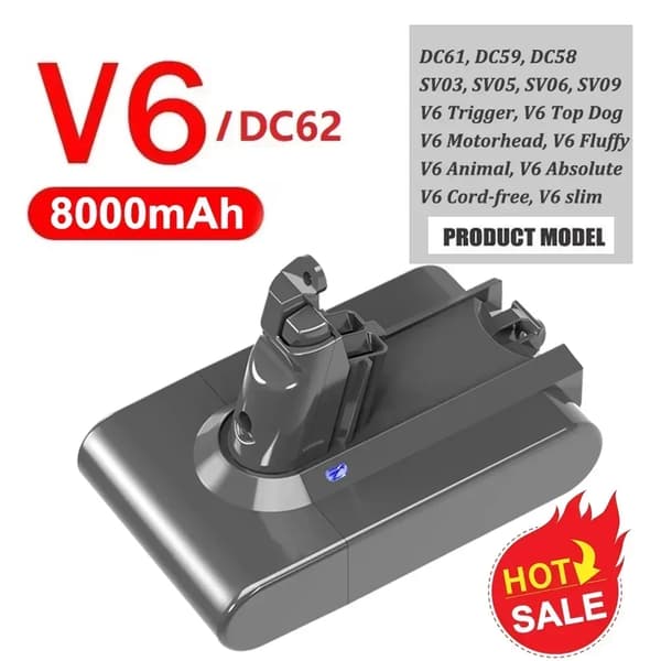 Udskiftningsbatteri, Li-ion, kun batterier,1 ST V6 8000mAh