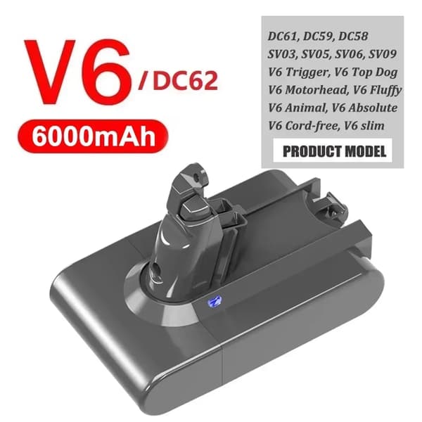 Udskiftningsbatteri, Li-ion, kun batterier,1 STK V6 6000mAh
