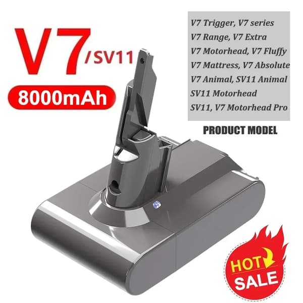 Endast ersättningsbatteri, Li-ion, batterier,1 ST V7 8000mAh