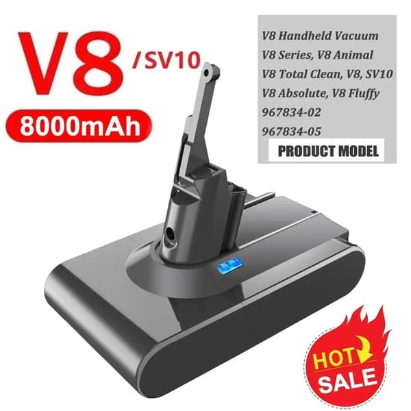 Vaihtoakku, Li-ion, vain akut,1 KPL V8 8000mAh