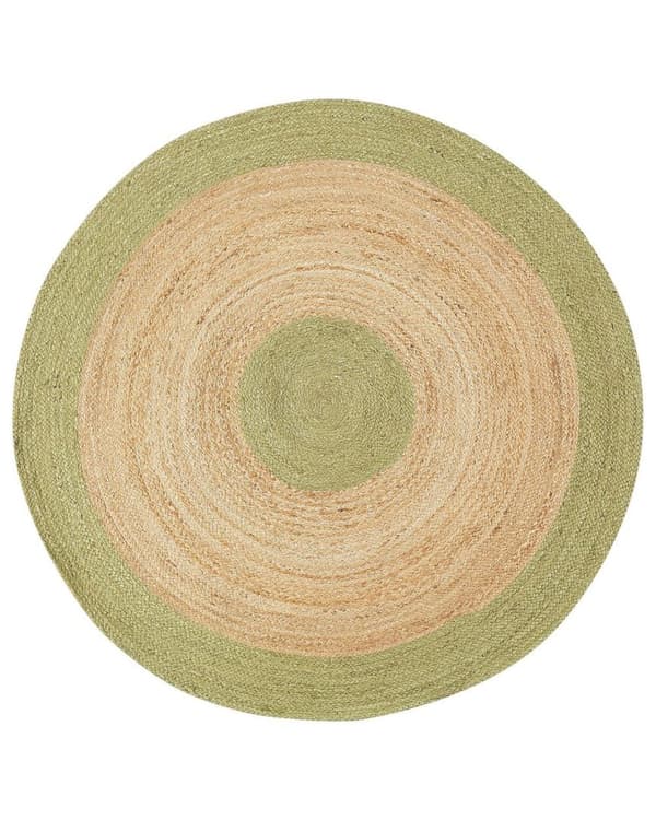 Rundt jute tæppe ø 140 cm beige-grønt YAYALAR Lumarko!
