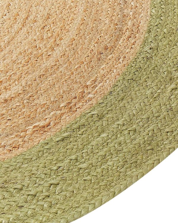 Rundt jute tæppe ø 140 cm beige-grønt YAYALAR Lumarko!