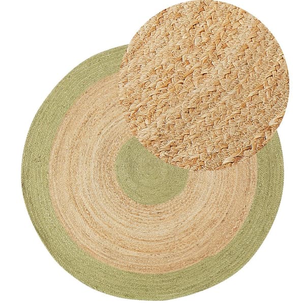 Rundt jute tæppe ø 140 cm beige-grønt YAYALAR Lumarko!