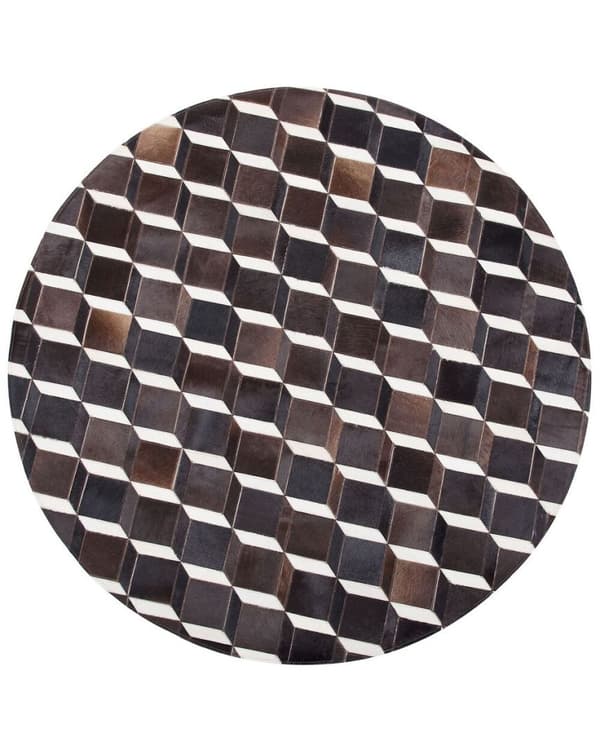 Rundt lædertæppe i patchwork-stil, 140 cm brunt ALPKOY Lumarko!