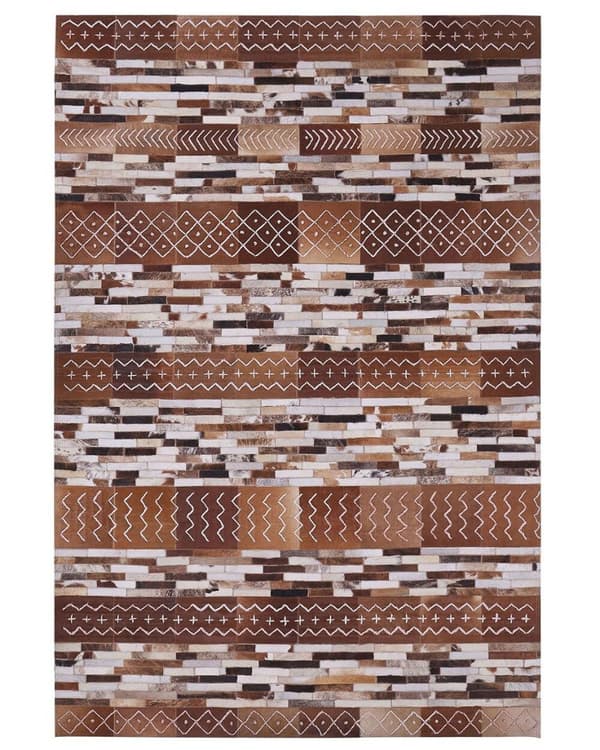 Tilkkutäkkinahkamatto 160 x 230 cm ruskea HEREKLI Lumarko!