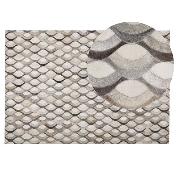 Patchwork lædertæppe 140 x 200 cm brun-beige KIRCA Lumarko!