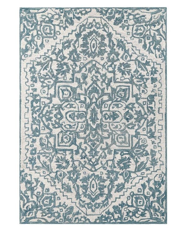 Uldtæppe 140 x 200 cm hvid og blå AHMETLI Lumarko!