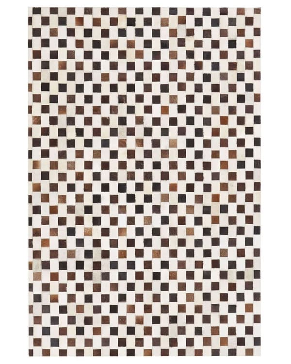 Patchwork lædertæppe 140 x 200 cm beige-brun KAYABEY Lumarko!