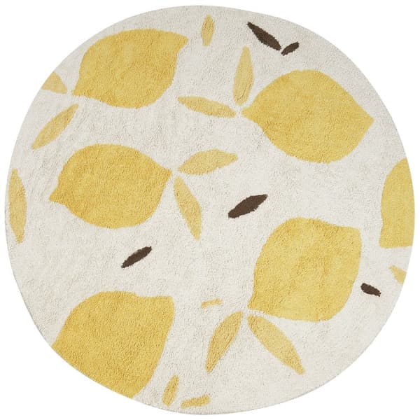 Pyöreä puuvillamatto ø 140 cm vaaleanbeige/keltainen MAWAND Lumarko!