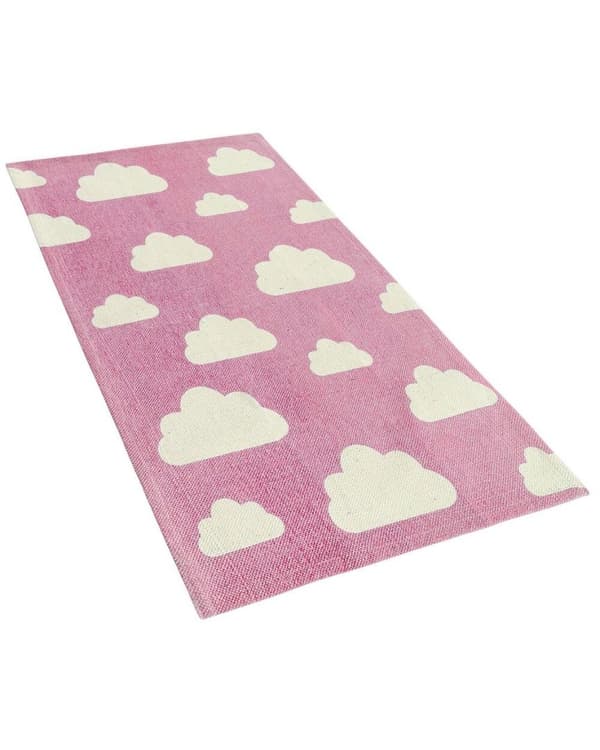 Børnetæppe i bomuld med skymotiv 60 x 90 cm pink GWALIJAR Lumarko!