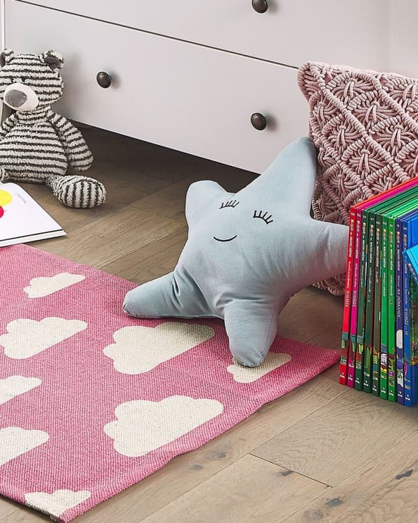 Børnetæppe i bomuld med skymotiv 60 x 90 cm pink GWALIJAR Lumarko!
