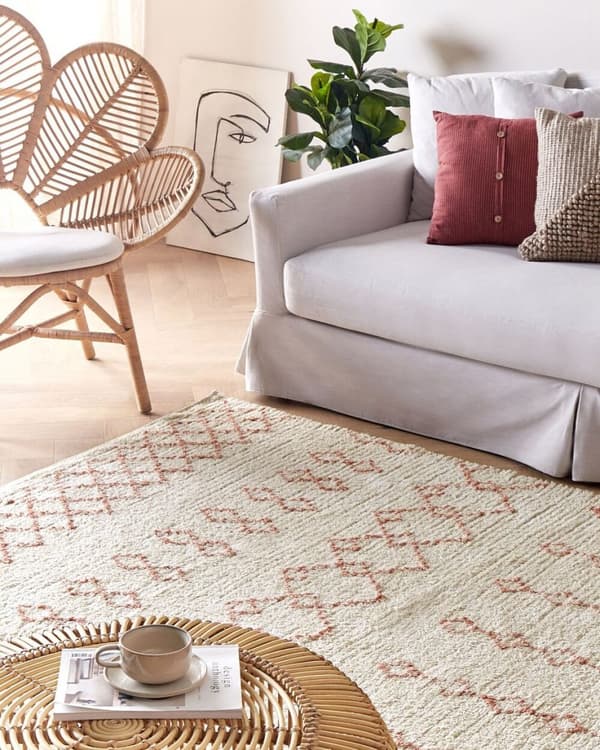 Puuvillamatto 160 x 230 cm beige-pinkki BUXAR Lumarko!