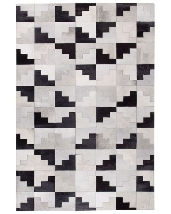 Patchwork lædertæppe 140 x 200 cm sort og grå EFIRLI Lumarko!