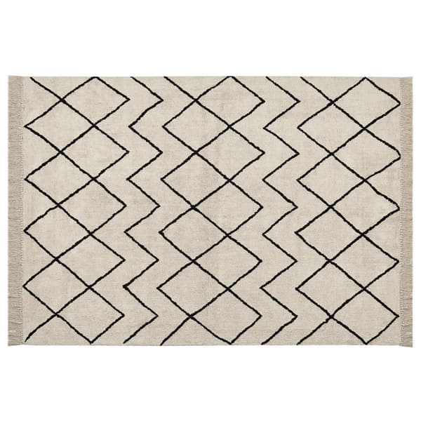 Bomuldstæppe 160 x 230 cm beige og sort ELDES Lumarko!
