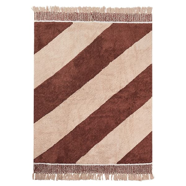 Stribet bomuldstæppe 140 x 200 cm brunbeige XULUF Lumarko!