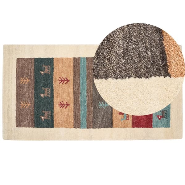 Uld gabbeh tæppe 80 x 150 cm multifarvet SARILAR Lumarko!