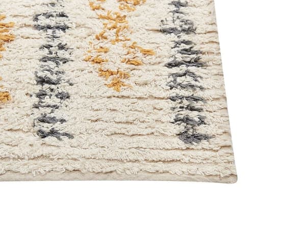 Puuvillamatto 80 x 150 cm beige ja keltainen KADAPA
