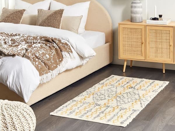 Puuvillamatto 80 x 150 cm beige ja keltainen KADAPA