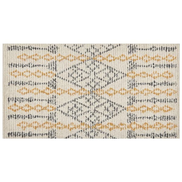 Puuvillamatto 80 x 150 cm beige ja keltainen KADAPA
