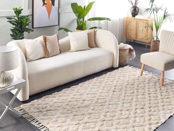Bomuldstæppe 140 x 200 cm beige AKSARAY Lumarko!