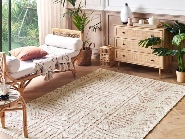 Bomullsmatta 160 x 230 cm beige-rosa EDIRNE Lumarko!
