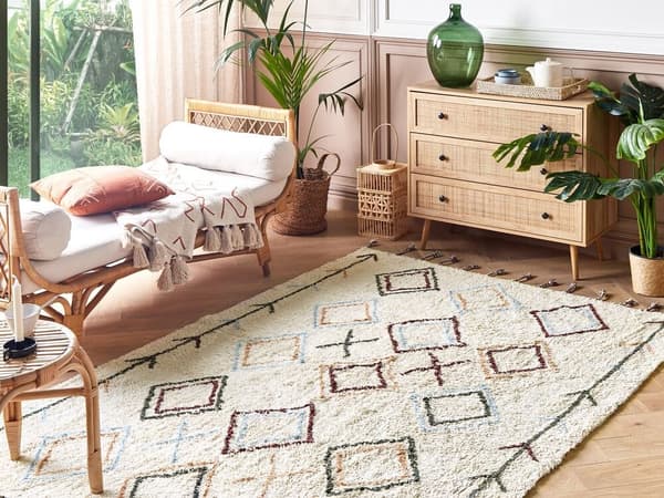 Bomuldstæppe 160 x 230 cm beige CORUM Lumarko!