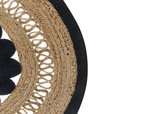 Rundt jutetæppe 120 cm beige og sort YOZGAT
