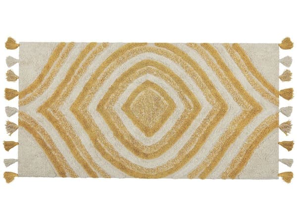 Puuvillamatto 80 x 150 cm beige ja keltainen BINGOL