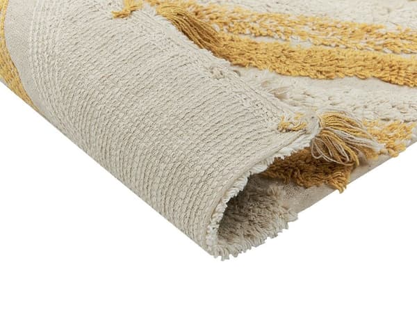 Puuvillamatto 80 x 150 cm beige ja keltainen BINGOL