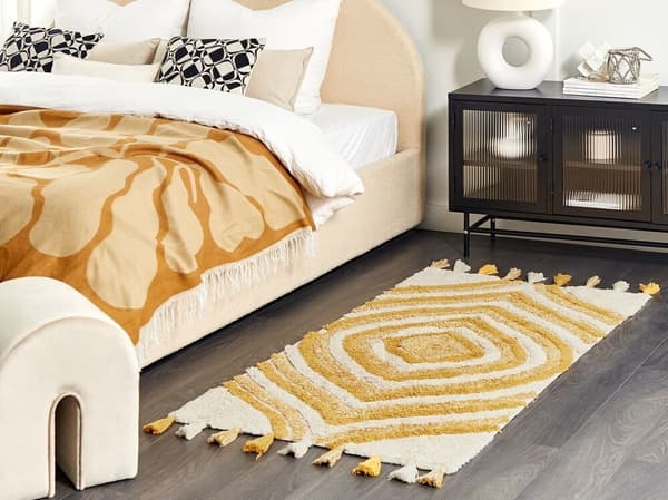 Puuvillamatto 80 x 150 cm beige ja keltainen BINGOL