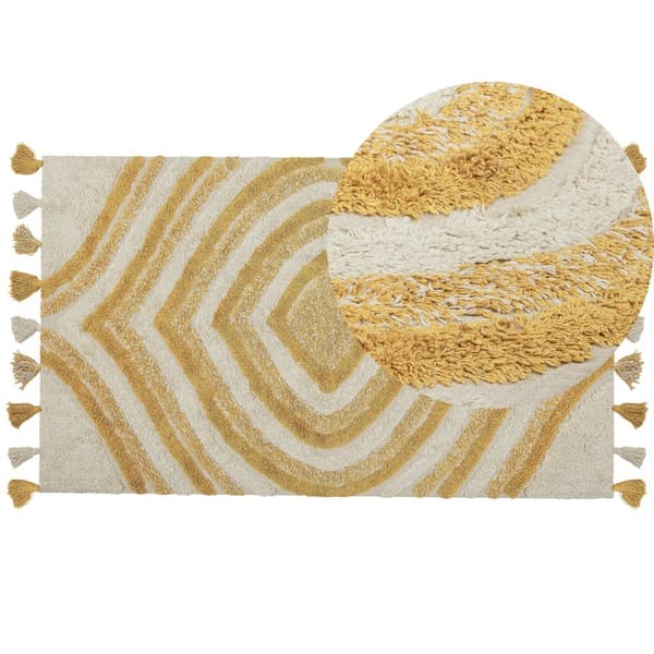 Puuvillamatto 80 x 150 cm beige ja keltainen BINGOL