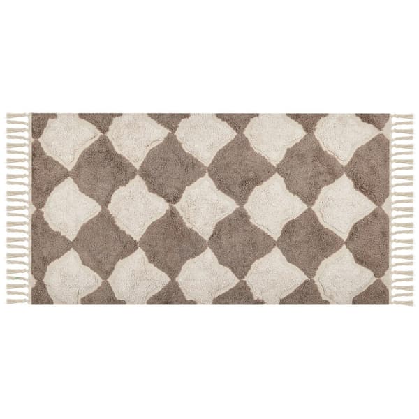 Bomuldstæppe 80 x 150 cm brun med beige SINOP