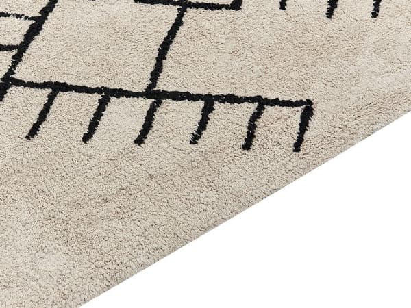 Bomuldstæppe 140 x 200 cm beige og sort ERLER