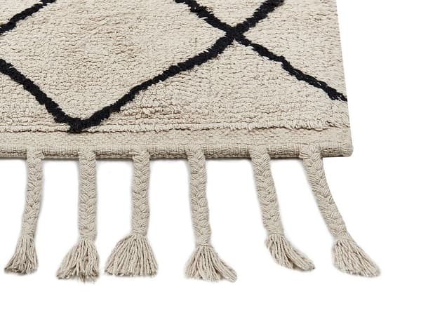 Puuvillamatto 160 x 230 cm beige ja musta ERLER