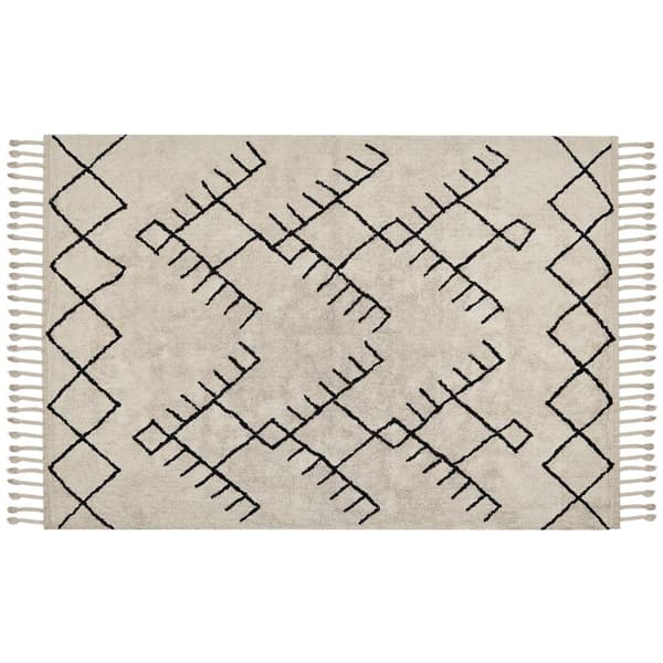Puuvillamatto 160 x 230 cm beige ja musta ERLER