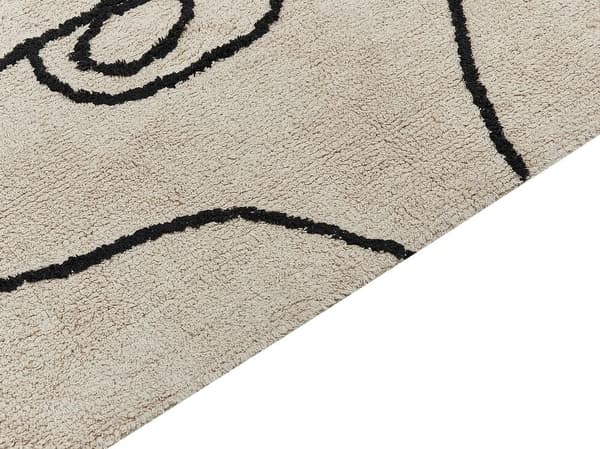 Bomuldstæppe 140 x 200 cm beige og sort NURU Lumarko!