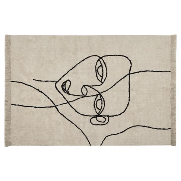 Bomuldstæppe 140 x 200 cm beige og sort NURU Lumarko!